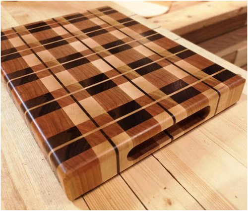 Plaid wooden cutting board